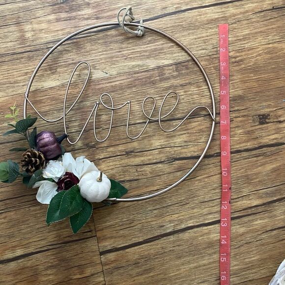 Coral, Teal, and White Autumn Minimalist Wreath - Picture 5 of 5